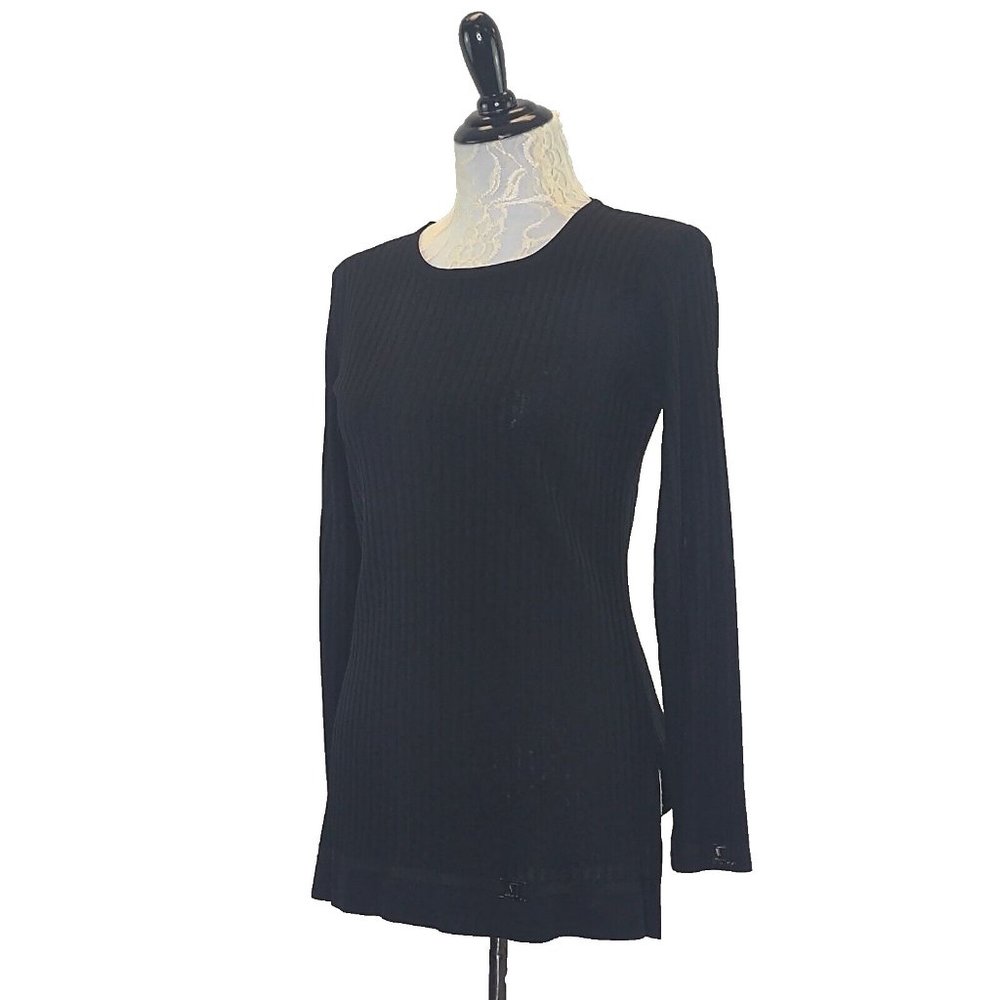 Exclusively Misook Black Ribbed Pullover Sweater - image 4